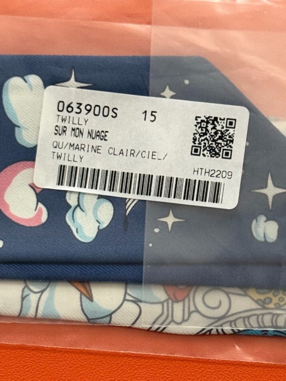 Hermes Twilly Sur Mon Nuage Blue Silk Scarf - Picture 6 of 6